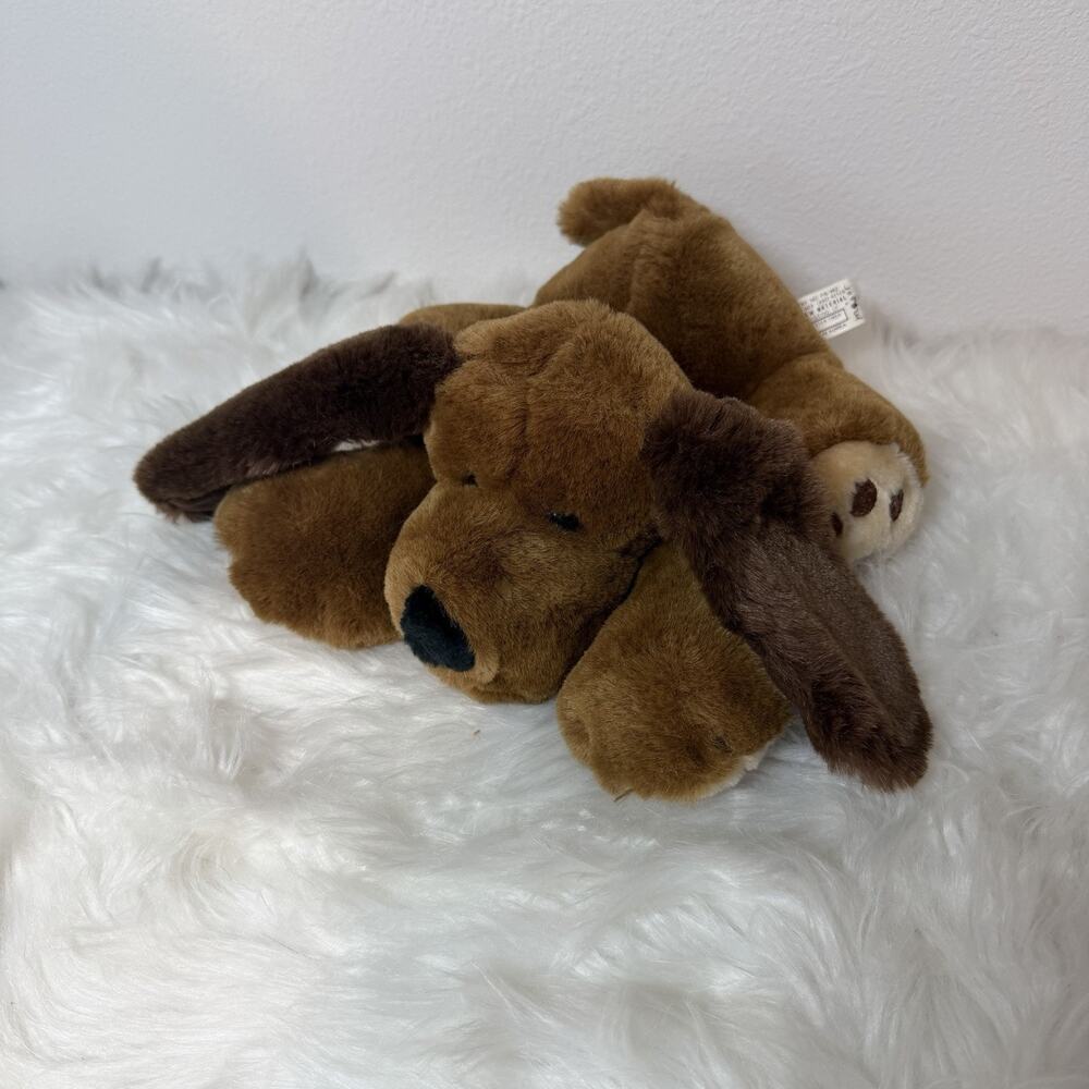 Vtg Singi Ltd Brown Puppy Dog Plush 9" Long Korea Laying Down Long Ears Hound
